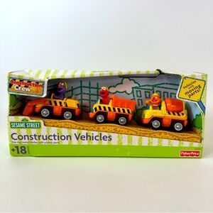VTG Fisher Price Sesame Street Construction Vehicles 3pc Set Dump Cement Diecast